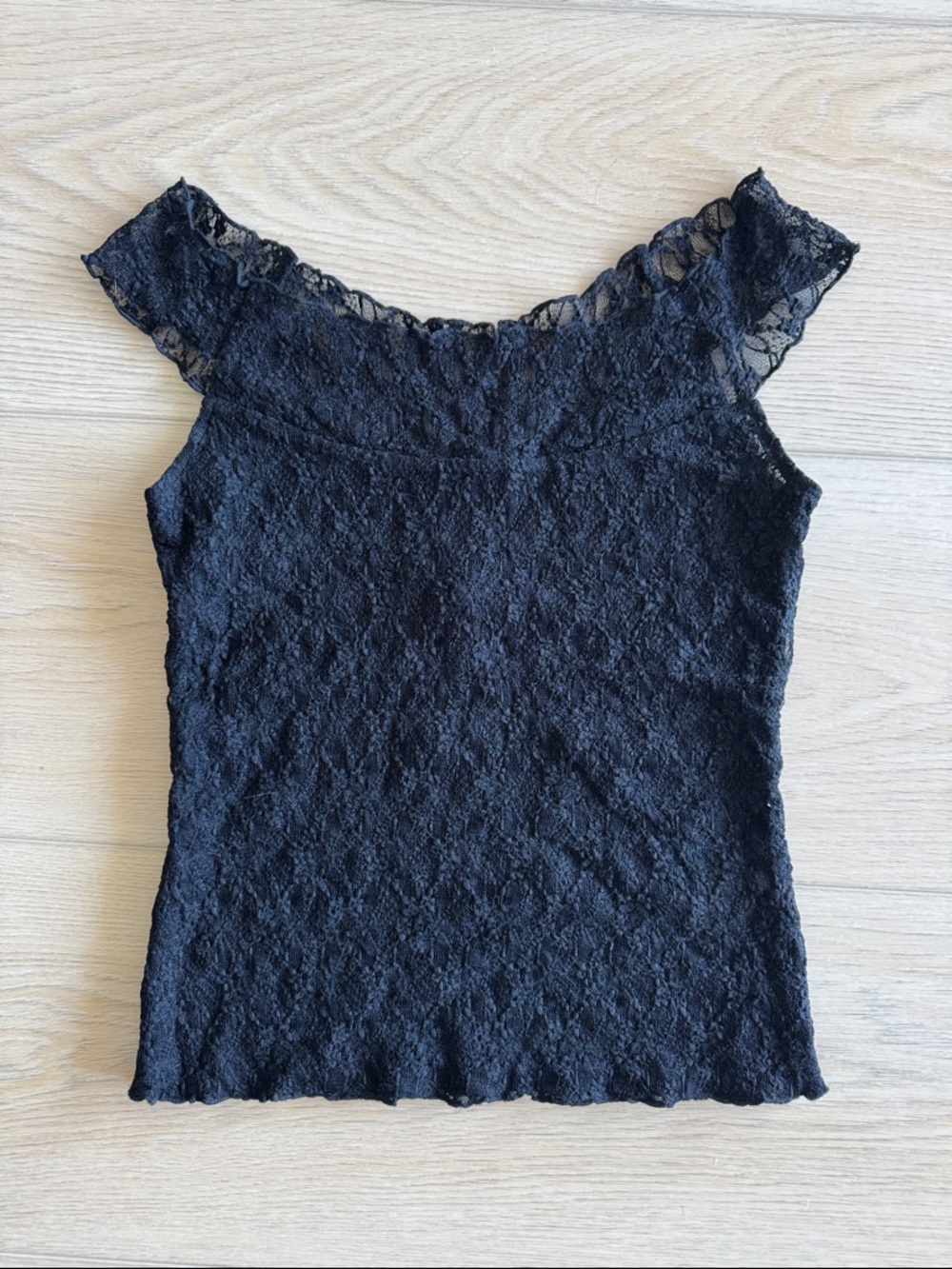 rag & bone Black Lace Off-Shoulder top